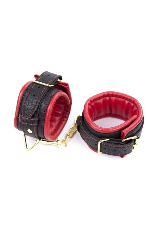 Menottes de poignets rembourrées Thicken Noir-Rouge 