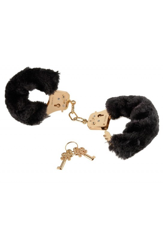 Menottes Gold Furry Noires 