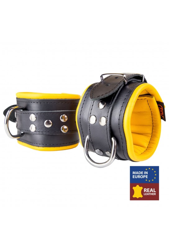 Menotte pour pied en cuir - rembourré - Noir/Jaune 