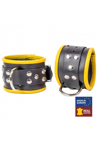 Menottes en cuir pour Chevilles Noir-Jaune 