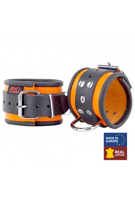 Menotte en cuir - Orange/ Noir 