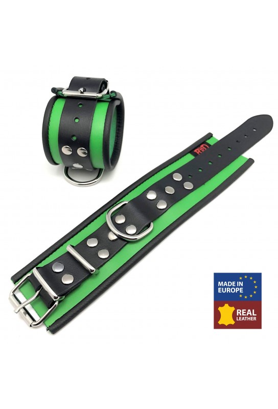 Menotte en cuir - Vert/ Noir 