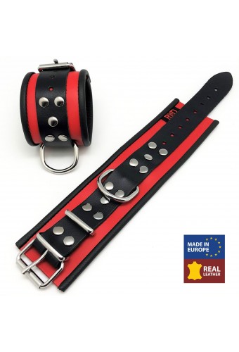Menotte en cuir - Rouge/ Noir 