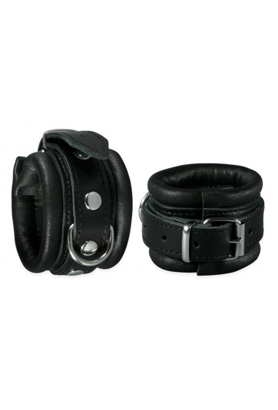Menottes en cuir pour poignets 5cm Noir 