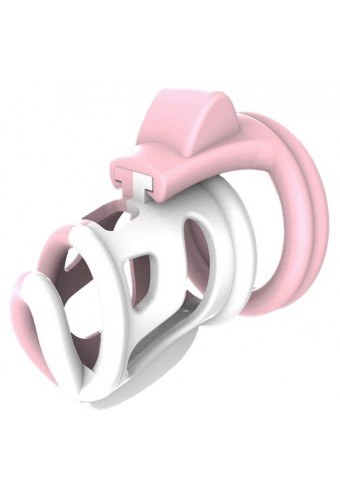 Cage de chasteté Cock Cuff 7.5 x 3 cm Rose-Blanc 
