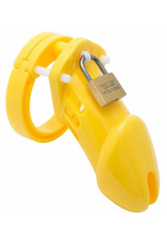 Cage de chasteté Silicone Bran 9 x 3cm Jaune 