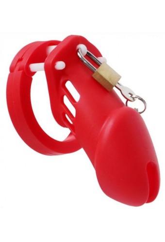 Cage de chasteté Silicone Bran 9 x 3cm Rouge 