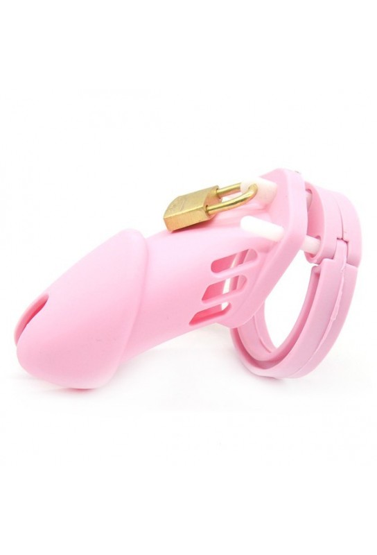 Cage de chasteté Silicone BRAN 9 x 3cm Rose 