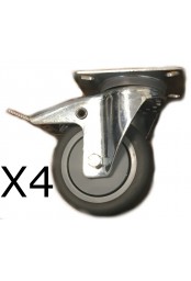 Roulettes avec frein Diamètre 10cm Qualité Pro x4