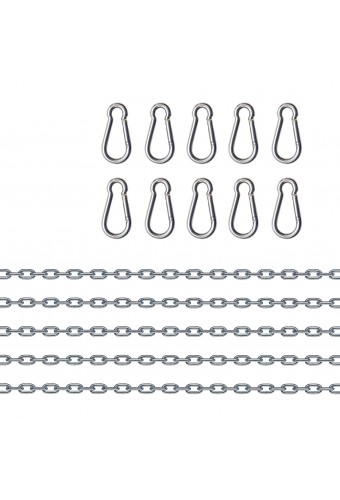 Set 5 chaînes et 10 mousquetons en métal 
