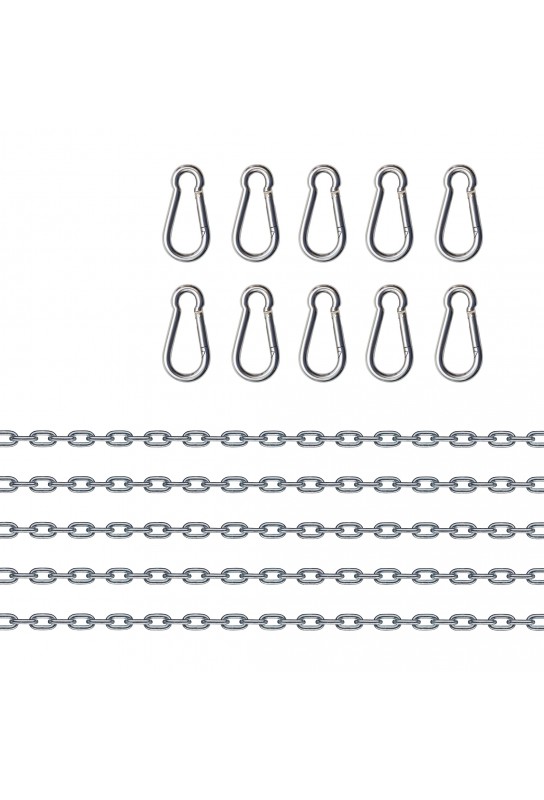 Set 5 chaînes et 10 mousquetons en métal 