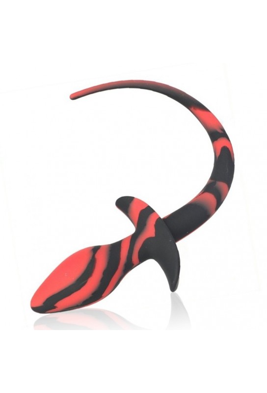 Plug Queue de chien Silicone 7.5 x 3.1cm Noir-Rouge 