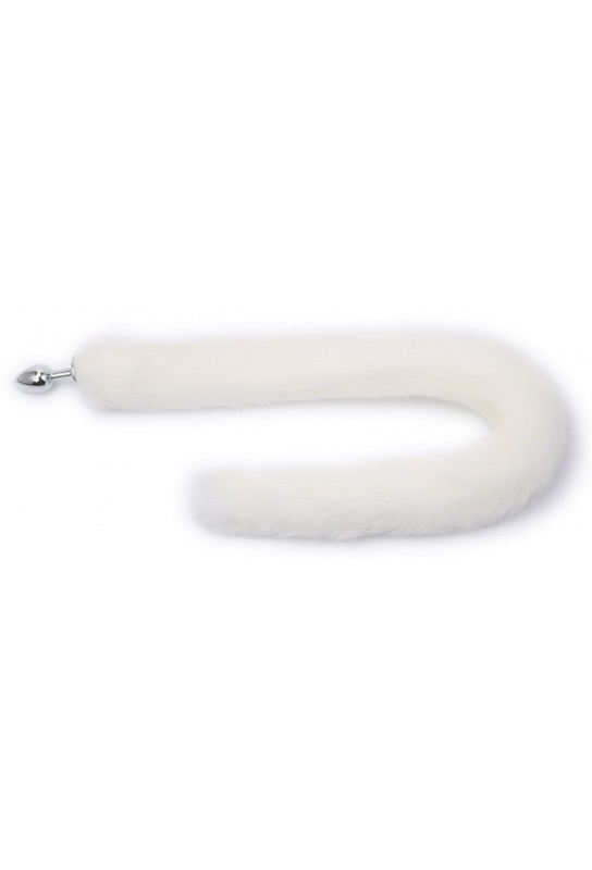 Plug avec queue Fourrure 7 x 3.4 cm Blanc 