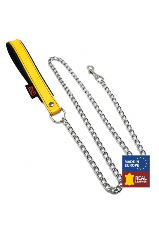 Laisse avec Poignée en cuir 1m Jaune 