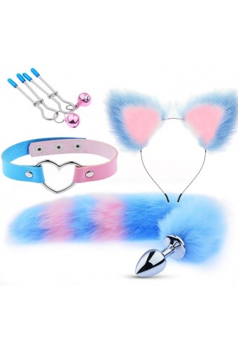 Kit Sm Mix Bondage Bleu-Rose 4 pièces 