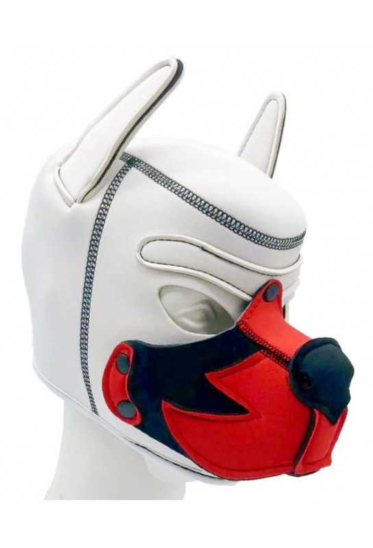 Cagoule Puppy Fox Néoprène Blanc-Rouge 