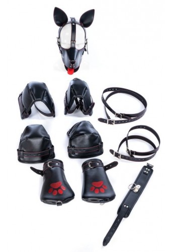 Kit complet Puppy Bondage 14 Pièces Noir-Rouge 