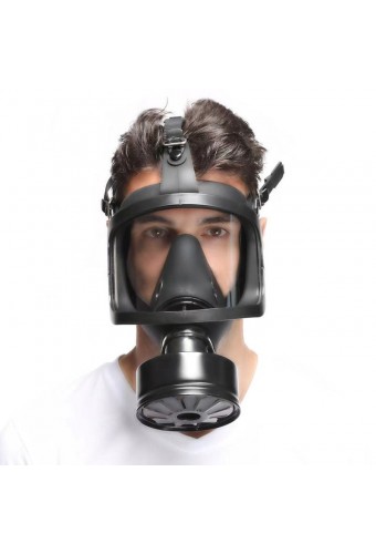 Masque à gaz BDSM FULL VISU Noir 