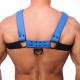 Harnais en cuir Snap Noir-Bleu 