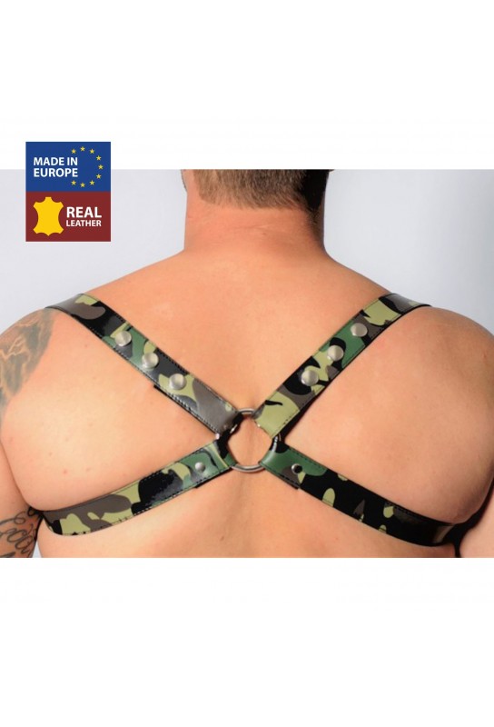 Harnais en cuir Camouflage - Acc. CHROME - CROSS - THE RED S/M 