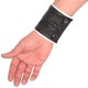 Poignet bracelet de force en cuir - Noir/Blanc avec zip 
