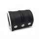 Poignet bracelet de force en cuir - Noir/Blanc avec zip 