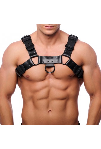 Harnais en cuir Bulldog Noir 