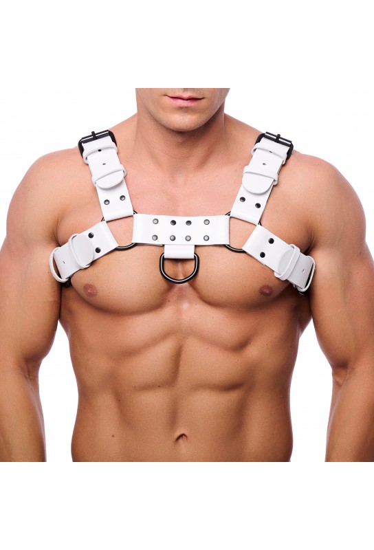 Harnais en cuir Bulldog Blanc 