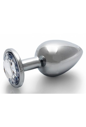 Bijou anal Round Gem L 8 x 4cm Argenté-Transparent 