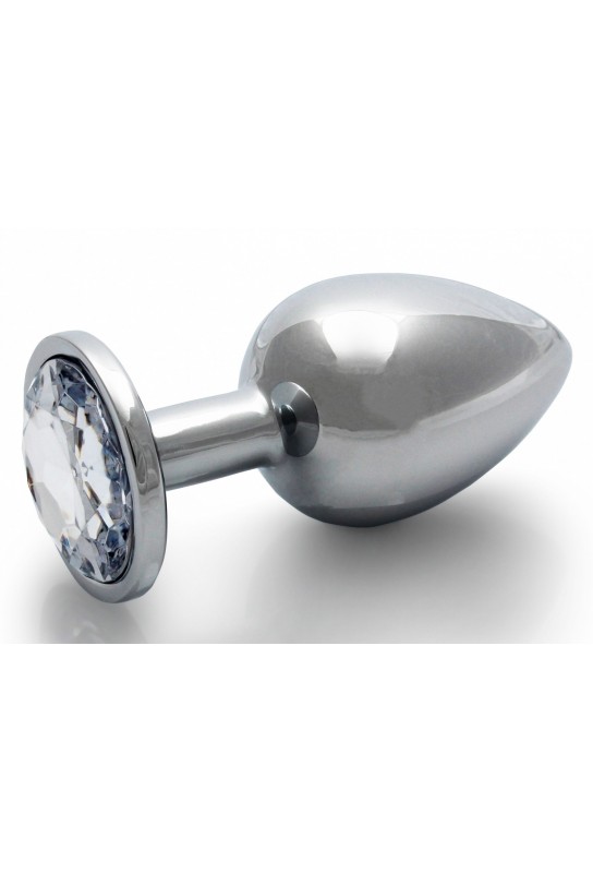 Bijou anal Round Gem L 8 x 4cm Argenté-Transparent 