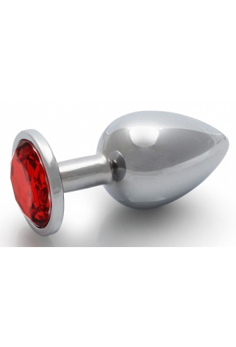 Bijou anal Round Gem L 8 x 4cm Argenté-Rouge 