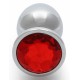 Bijou anal Round Gem L 8 x 4cm Argenté-Rouge 