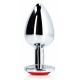 Bijou anal Round Gem L 8 x 4cm Argenté-Rouge 