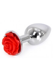 Plug Bijou anal Alu avec Rose 6 x 2.8 cm