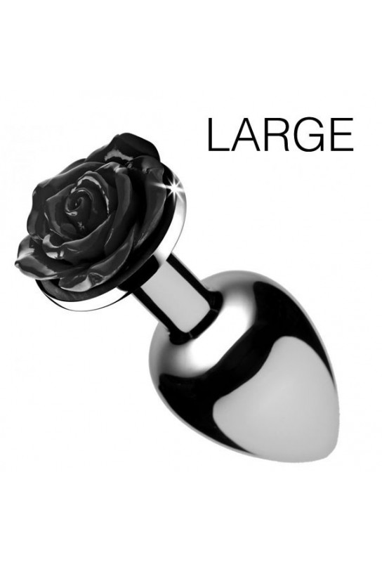 Plug Bijou avec Rose noire - 8.5 x 4.1 cm LARGE 