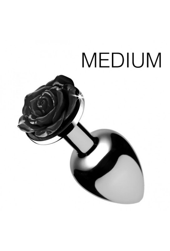 Plug Bijou avec Rose noire - 7.5 x 3.4 cm MEDIUM 