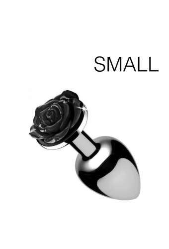 Plug Bijou avec Rose noire - 6.5 x 2.7 cm SMALL 