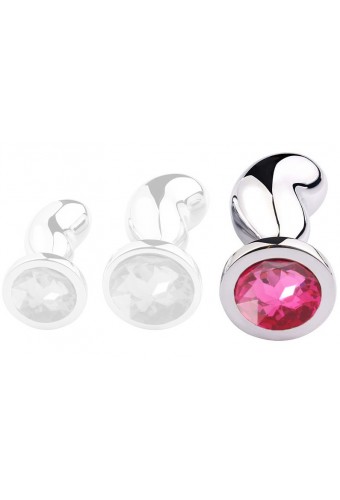 Plug bijou Bean Silver L 9 x 3.5cm Rose 