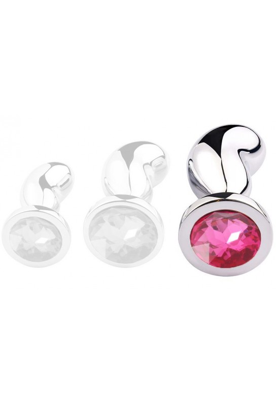 Plug bijou Bean Silver L 9 x 3.5cm Rose 