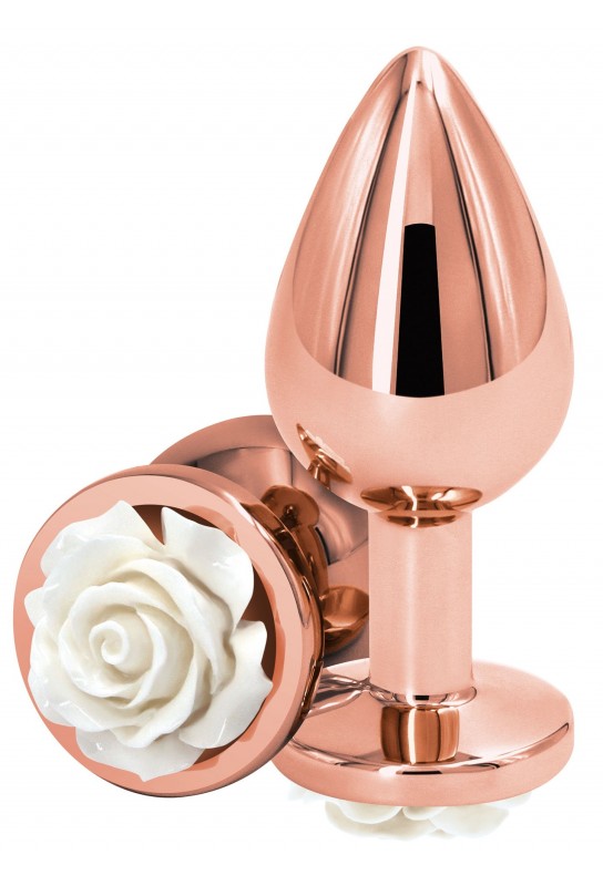 Plug Bijou REAR M 7 x 3.4cm Rose-Blanc 