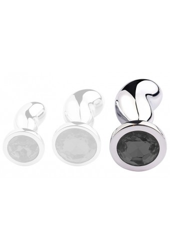 Plug Bijou Bean Silver L 9 x 3.5cm Noir 