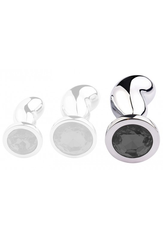 Plug Bijou Bean Silver L 9 x 3.5cm Noir 