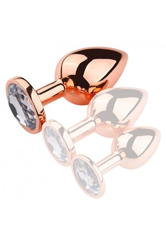 Plug Bijou anal PinkyGold L 8.5 x 4cm Bijou transparent 