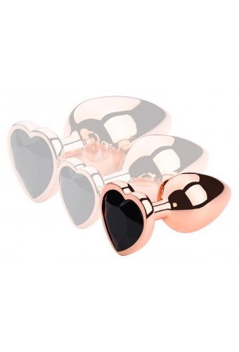 Plug Bijou Anal Gold Heart S 6 x 2.7cm Noir 