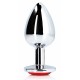 Bijou anal Round Gem S 6 x 2.6cm Argenté-Rouge 