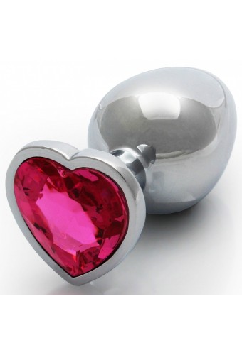 Bijou anal Heart Gem L 8 x 4cm Argenté-Rose 