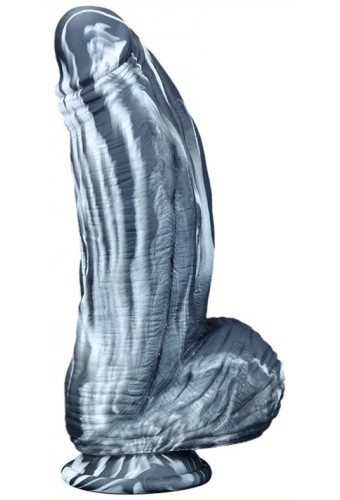 Gode silicone Fat Dick 18 x 6.5cm Noir-Blanc 