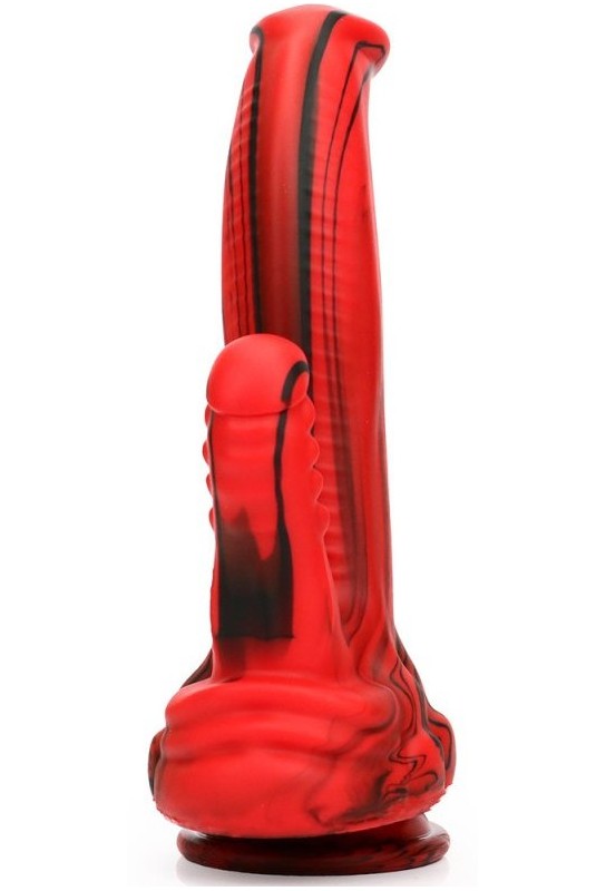 Double Gode Dobhorse 18 x 7cm Rouge et Noir 
