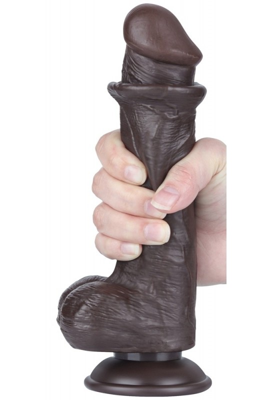 Gode avec Bourses Sliding Skin 15 x 4.5cm Noir 