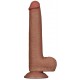 Gode avec Bourses Sliding Skin 17 x 3.5cm Marron 